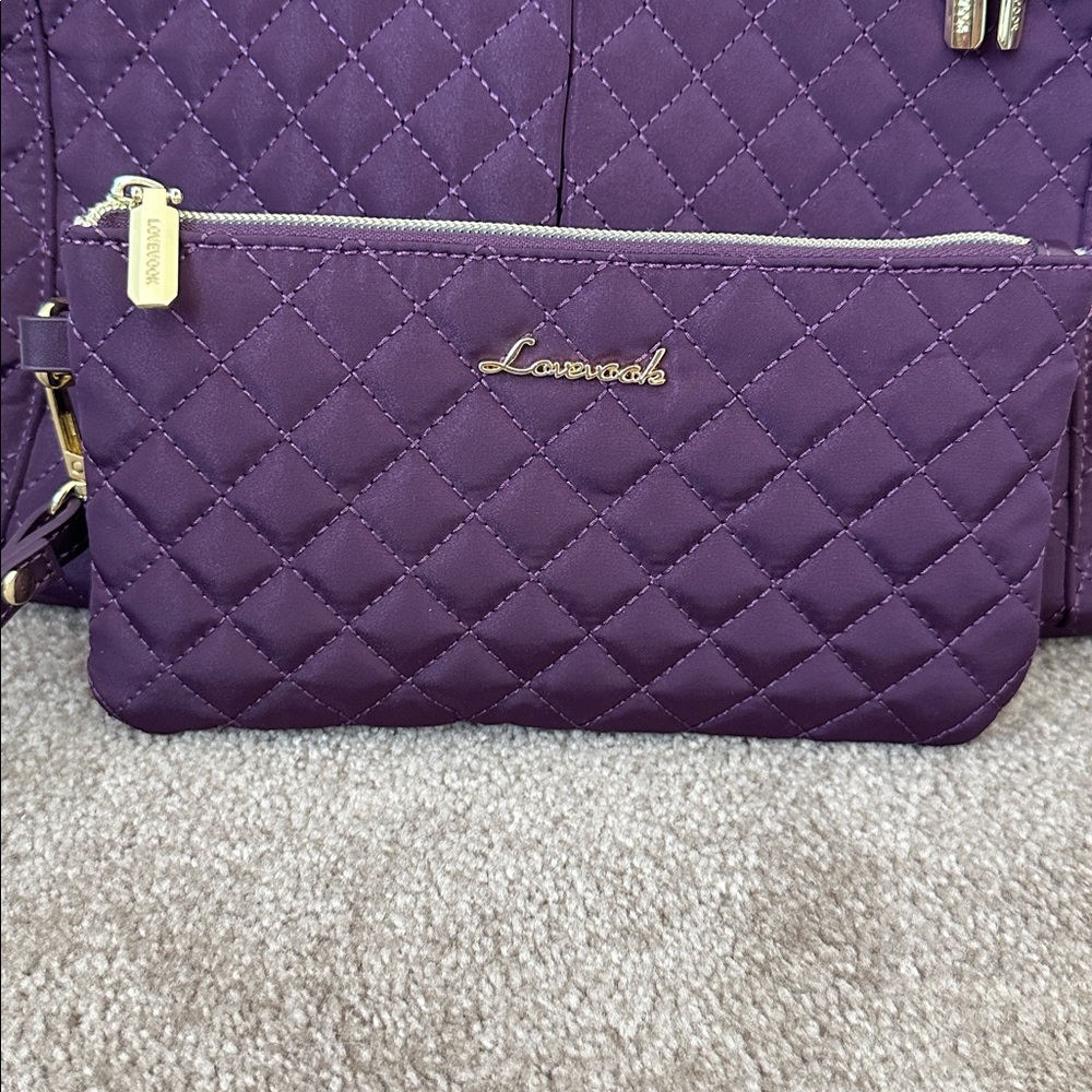 Purple Quilted Tote Bag and wristlet by Lovevook - Picture 2 of 11